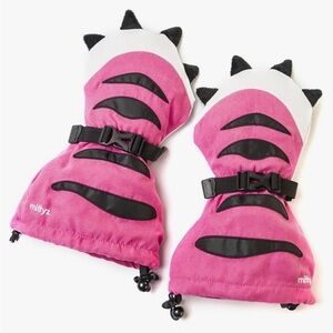 Pink tiger print toddler or kid waterproof gloves mittens